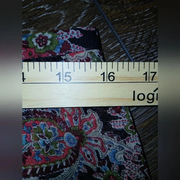 Charter Club silk flowy midi skirt paisley print jeweltones black red si… - Picture 9 of 10